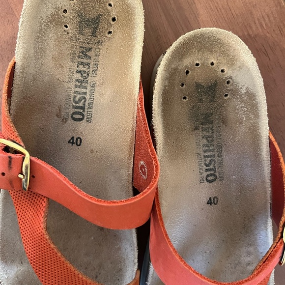 Mephisto Bright Orange Slide Sandals - Picture 2 of 3